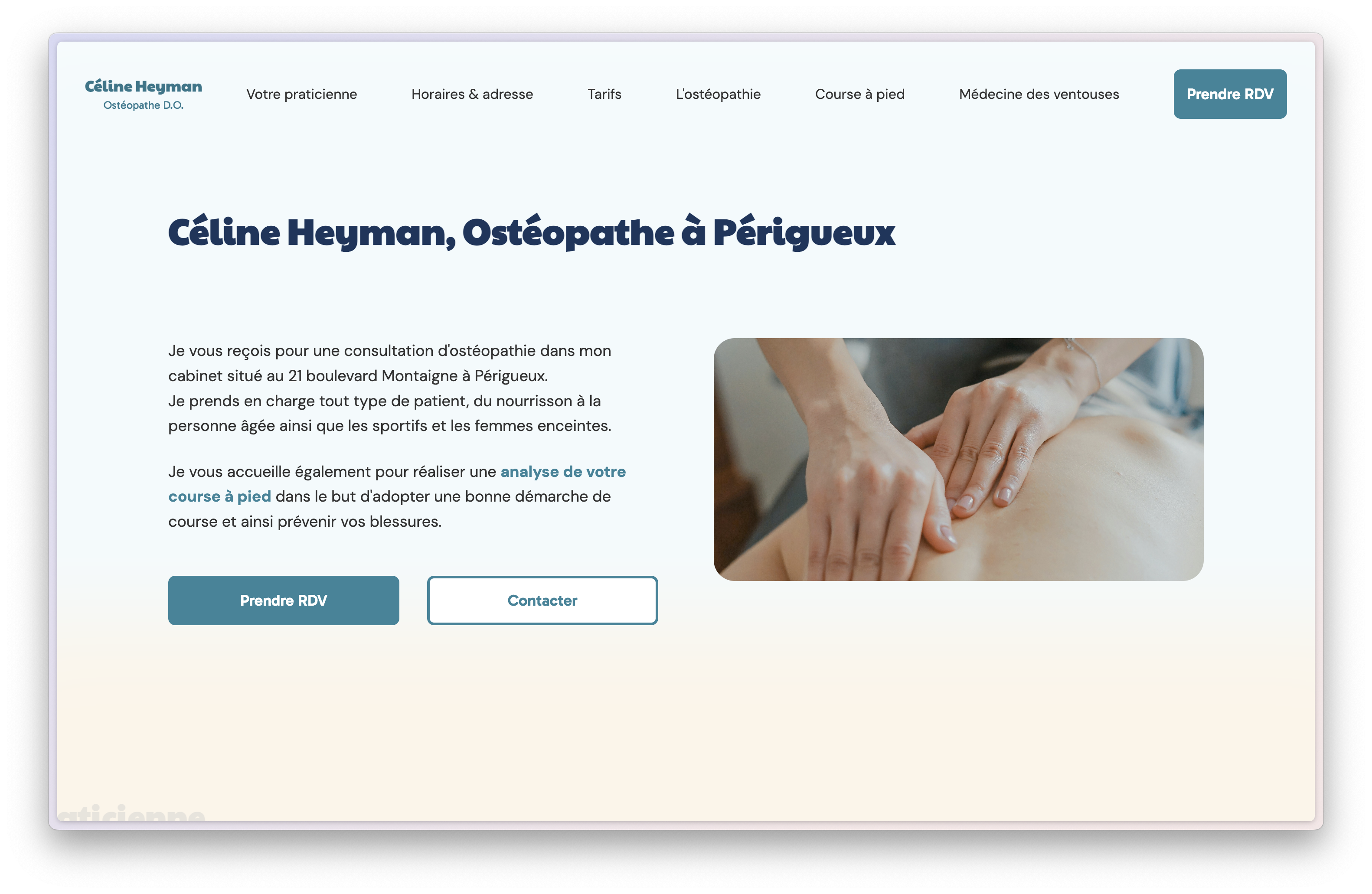 Site d'un cabinet d'ostéopathie